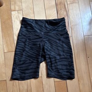 Black Zebra Print Biker Shorts